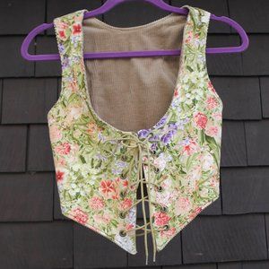 Renaissance faire corset (reversible floral/tan corduroy)